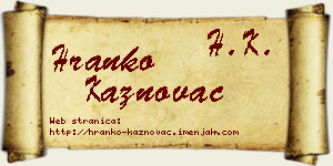 Hranko Kaznovac vizit kartica